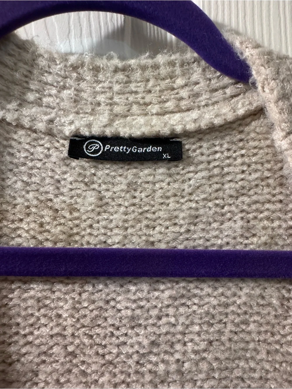 Open-Front Oversized Women's Cardigan in Light Taupe
